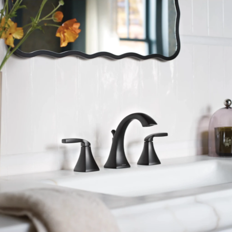 T6905BL - Voss Two-Handle High Arc Bathroom Faucet - Trim Only - Matte Black