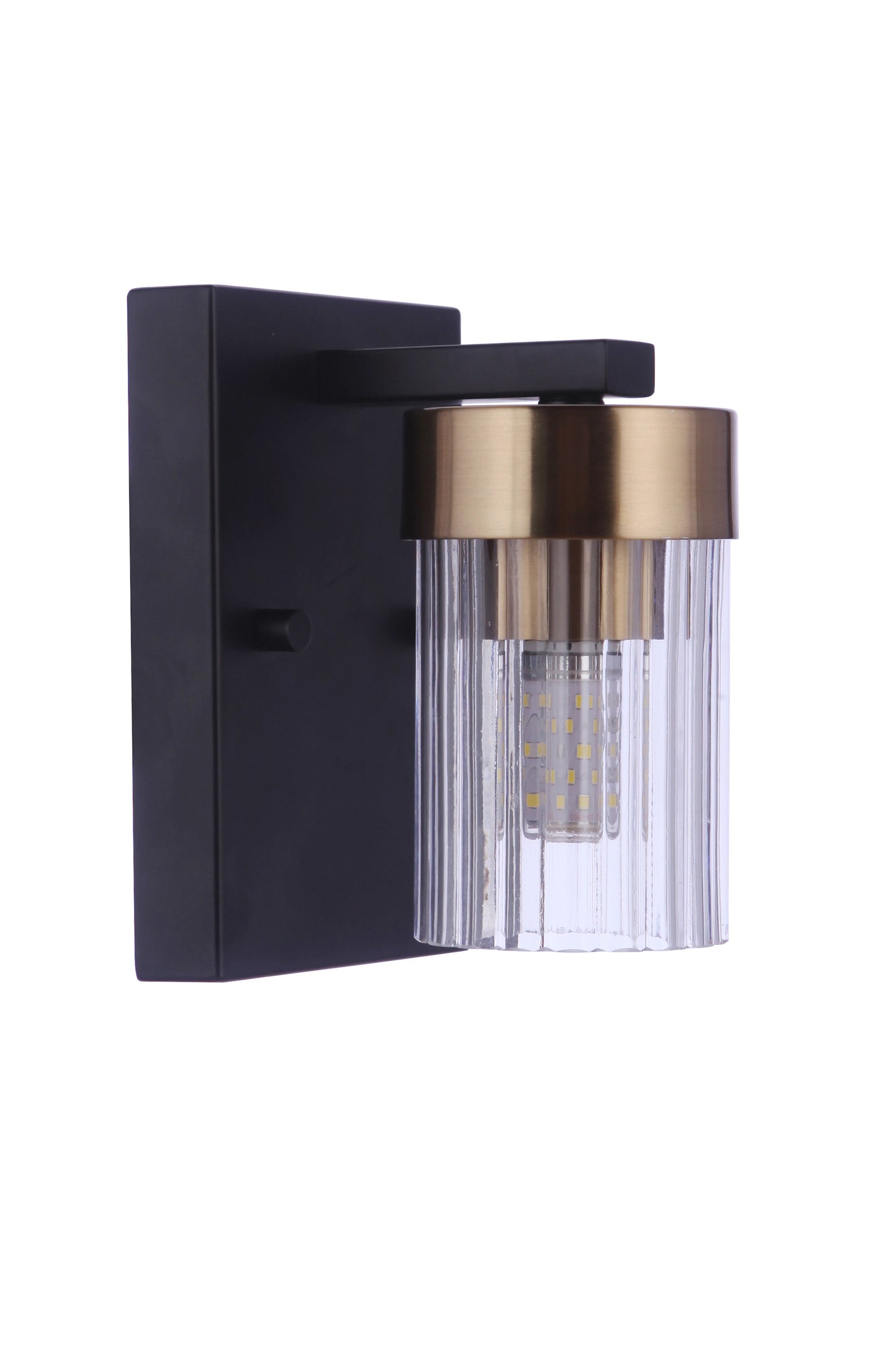 11805FBSB1 - Bond Street 1 Light 6.5" High Wall Sconce - Flat Black / Satin Brass
