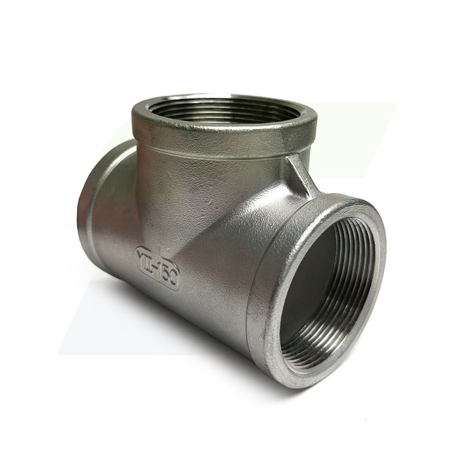K406-32 - 2" Threaded Tee, 304 Stainless Steel
