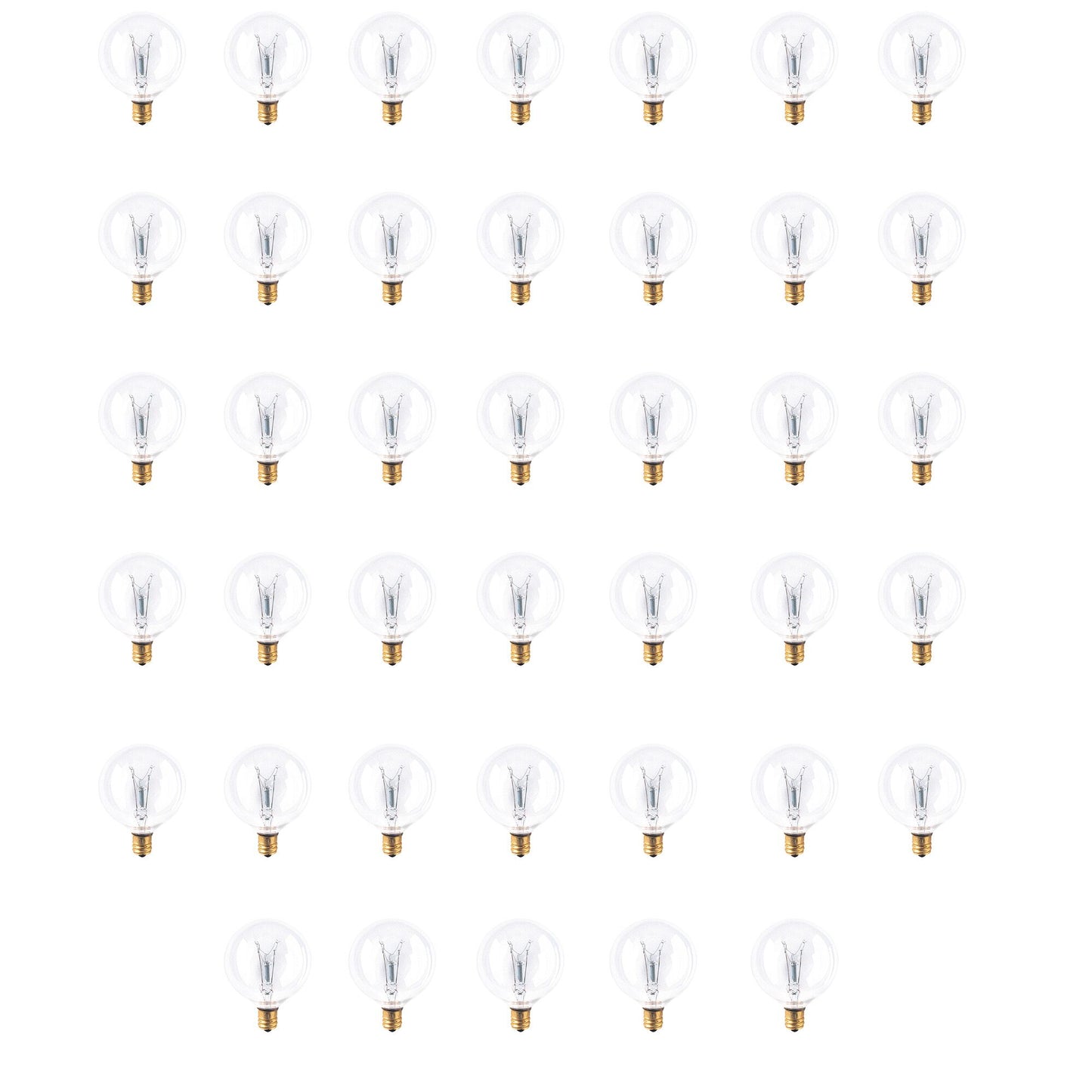 391115 - Dimmable Clear G16.5 Incandescent Candelabra Light Bulb - 15 Watt - 2700K - 40 Pack