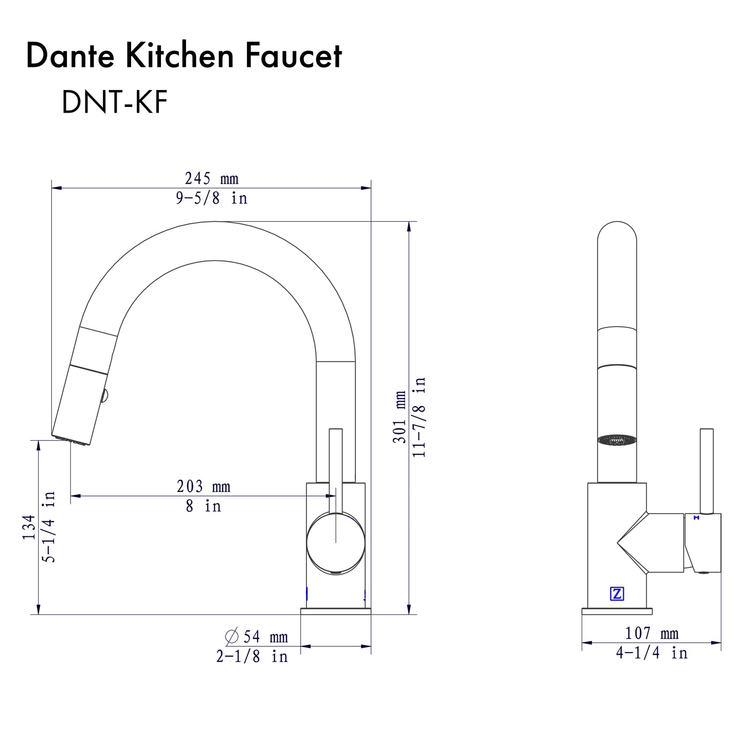 DNT-KF-BN - Dante Kitchen Faucet in Brushed Nickel