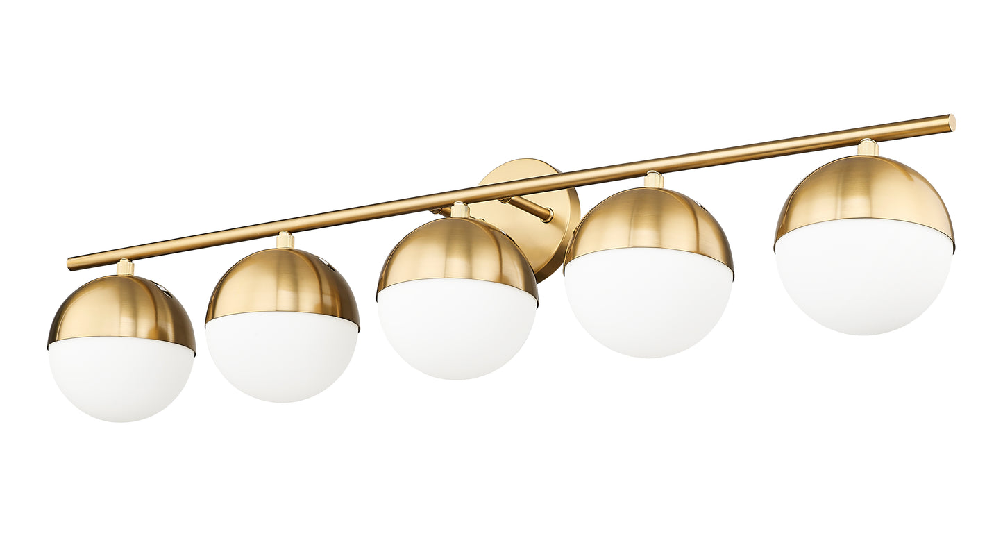 7517-5V-MGLD - Realm Sphere 5 Light 40" Vanity - Modern Gold