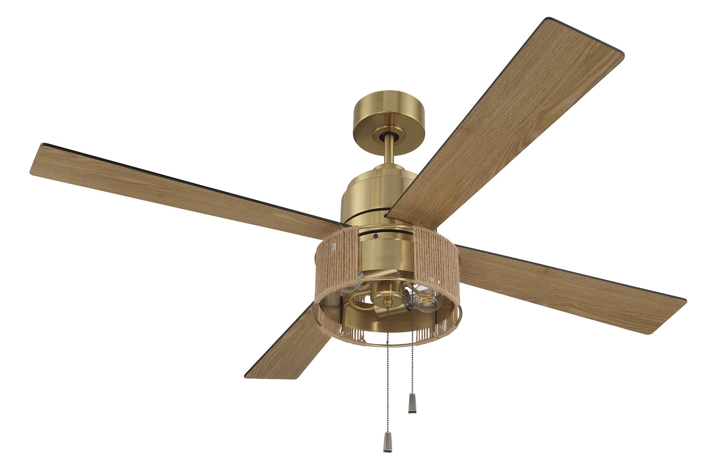 KNS52SB4 - Kensey 52" 4 Blade Ceiling Fan with Light Kit - Satin Brass