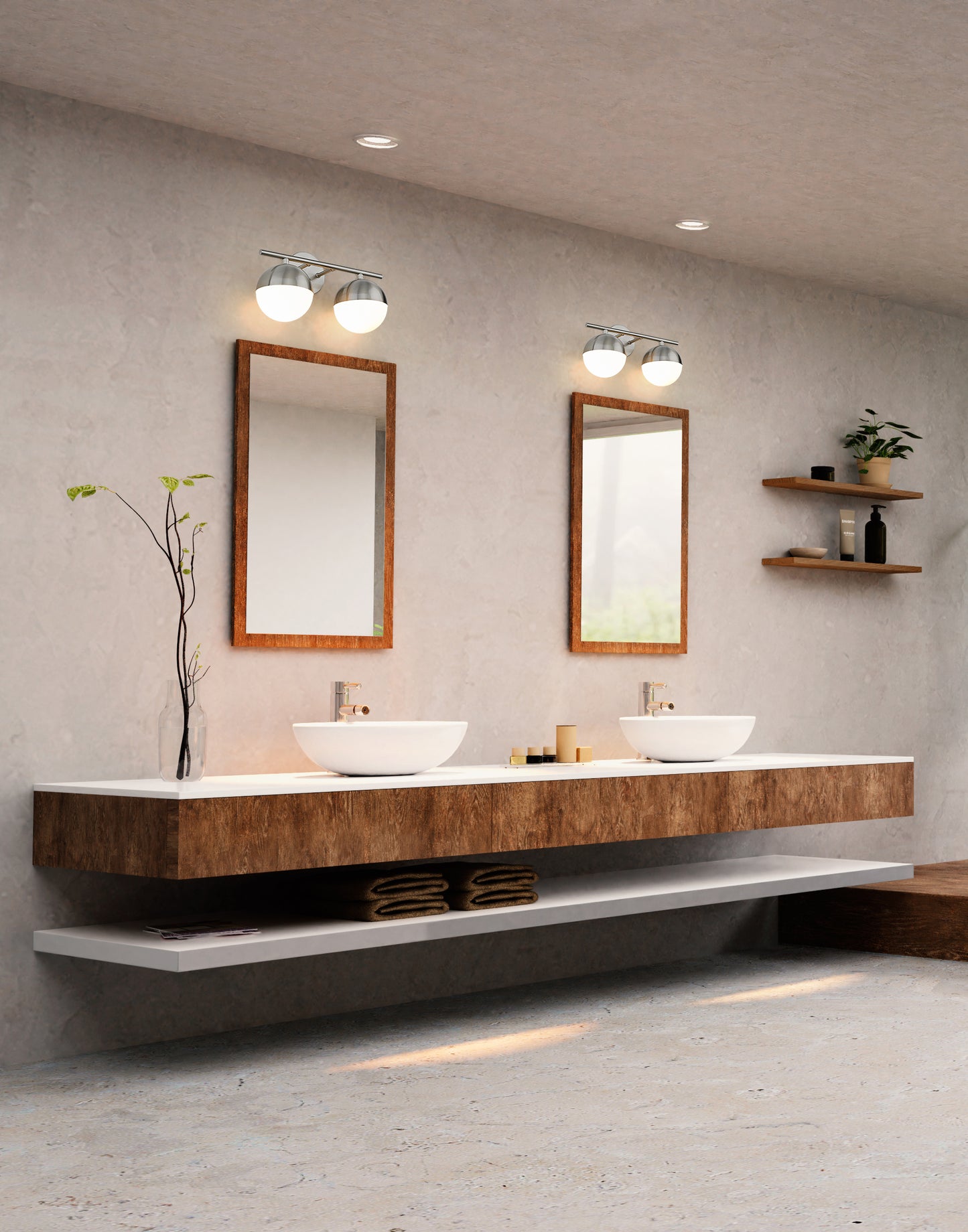 7517-2V-BN - Realm Sphere 2 Light 16" Vanity - Brushed Nickel