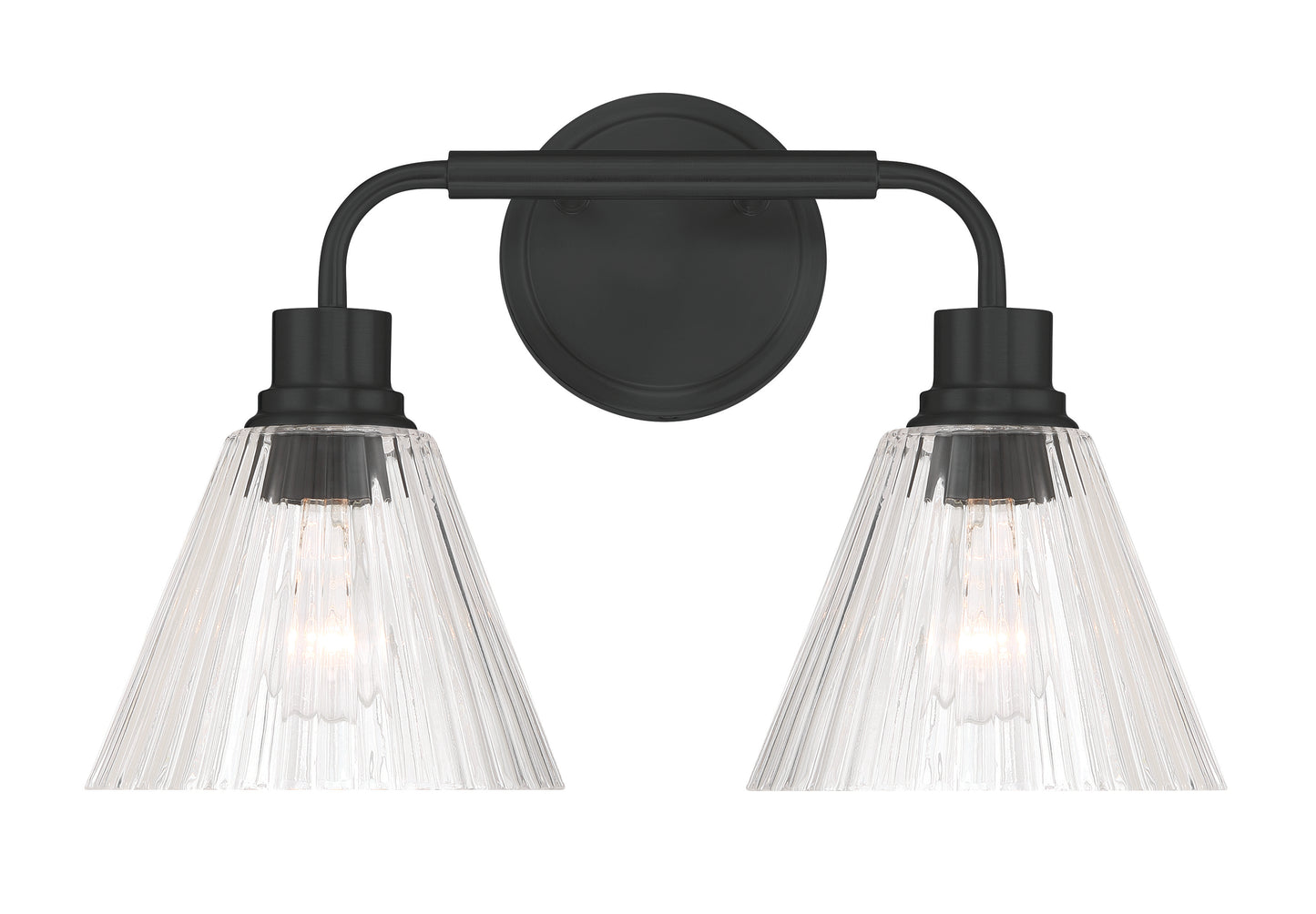 61102-FB - Pleated 2 Light 17" Wide Vanity Light - Flat Black