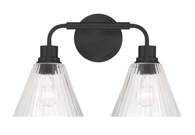 61102-FB - Pleated 2 Light 17" Wide Vanity Light - Flat Black