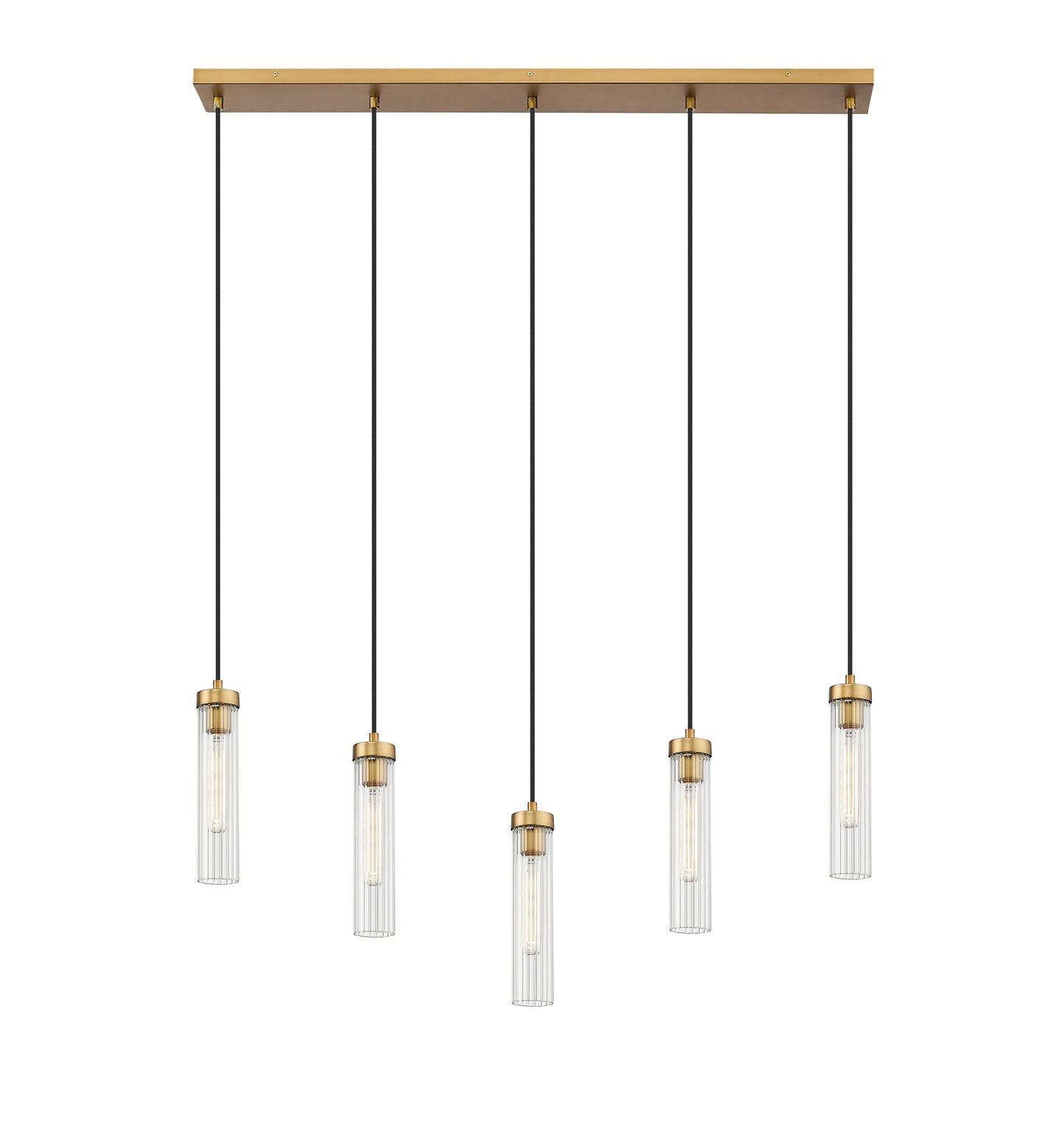 740P-5L-RB - Beau 5 Light Linear 42" Chandelier - Rubbed Brass
