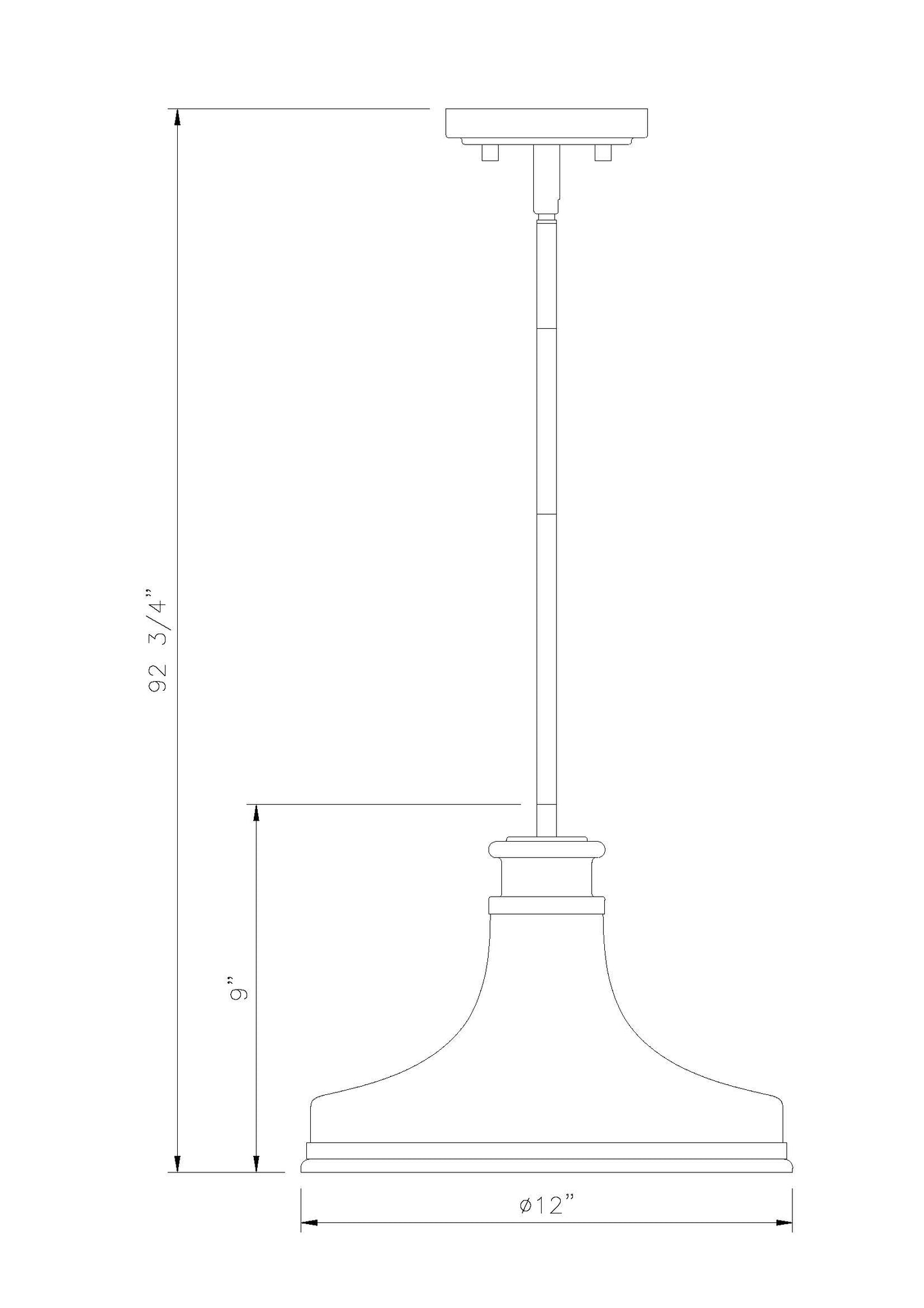 831P12-MGLD - Reznor 1 Light 12" Pendant - Modern Gold