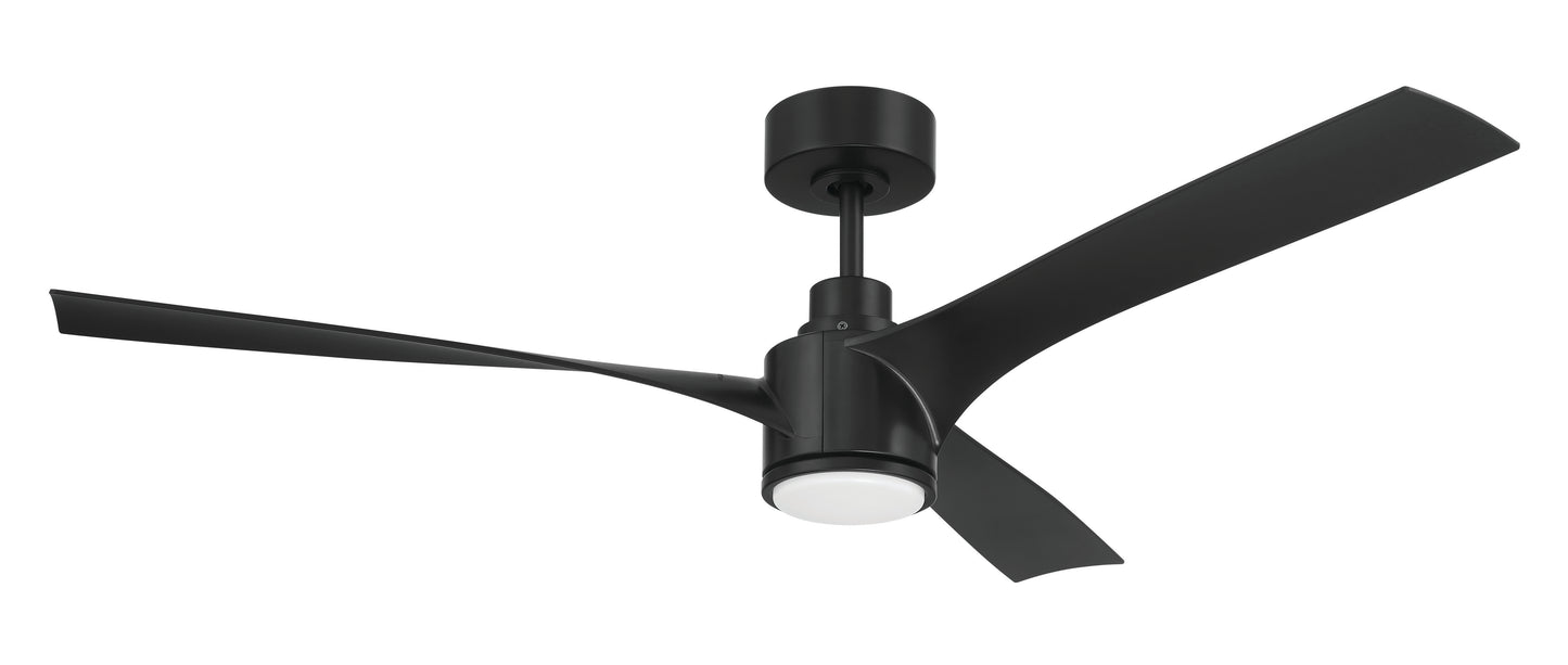 PHB52FB3 - Phoebe 52" 3-Blade Indoor/Outdoor Damp Ceiling Fan 52" 3 Blade Indoor Outdoor Ceiling Fan with Light Kit - Flat Black