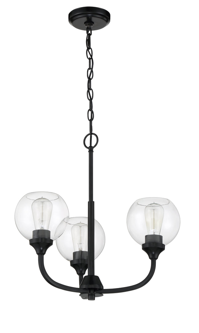 56223-FB - Glenda 3 Light 20" Wide Chandelier - Flat Black