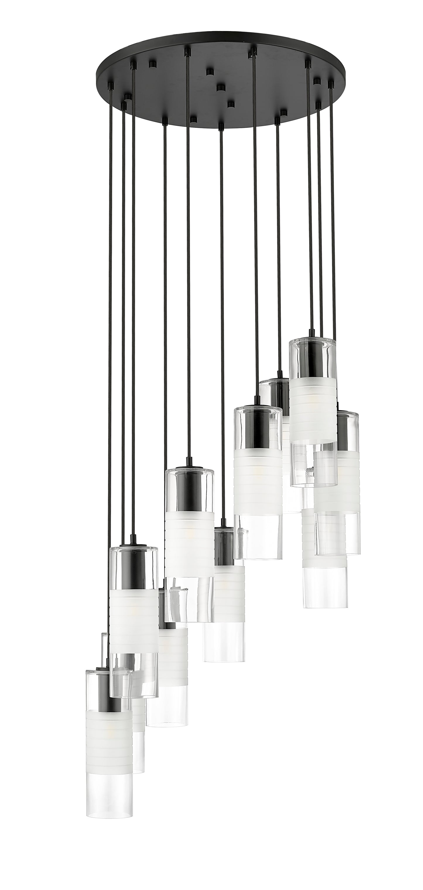 824P-11R-MB - Alton 11 Light 24" Chandelier - Matte Black