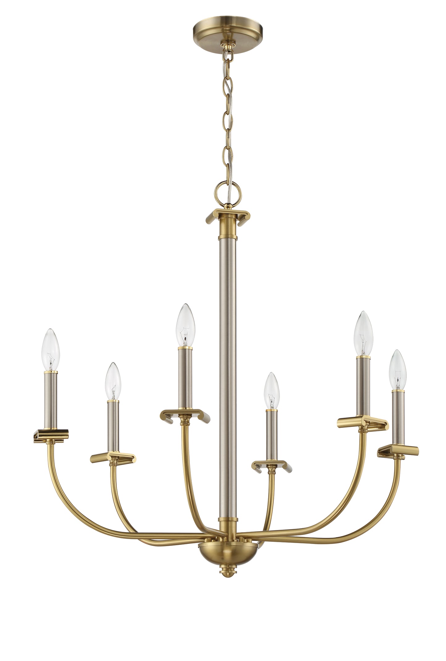 54826-BNKSB - Stanza 6 Light 26" Wide Chandelier - Brushed Polished Nickel / Satin Brass