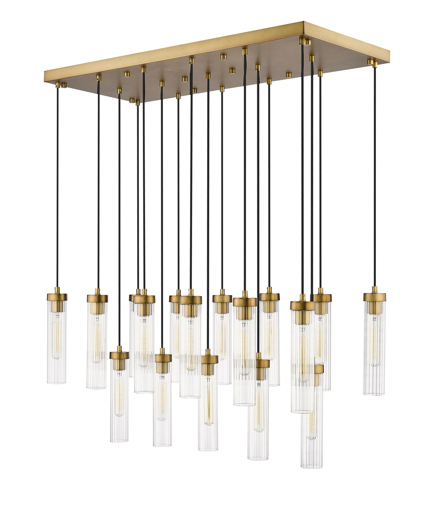 740P-17L-RB - Beau 17 Light Linear 42" Chandelier - Rubbed Brass