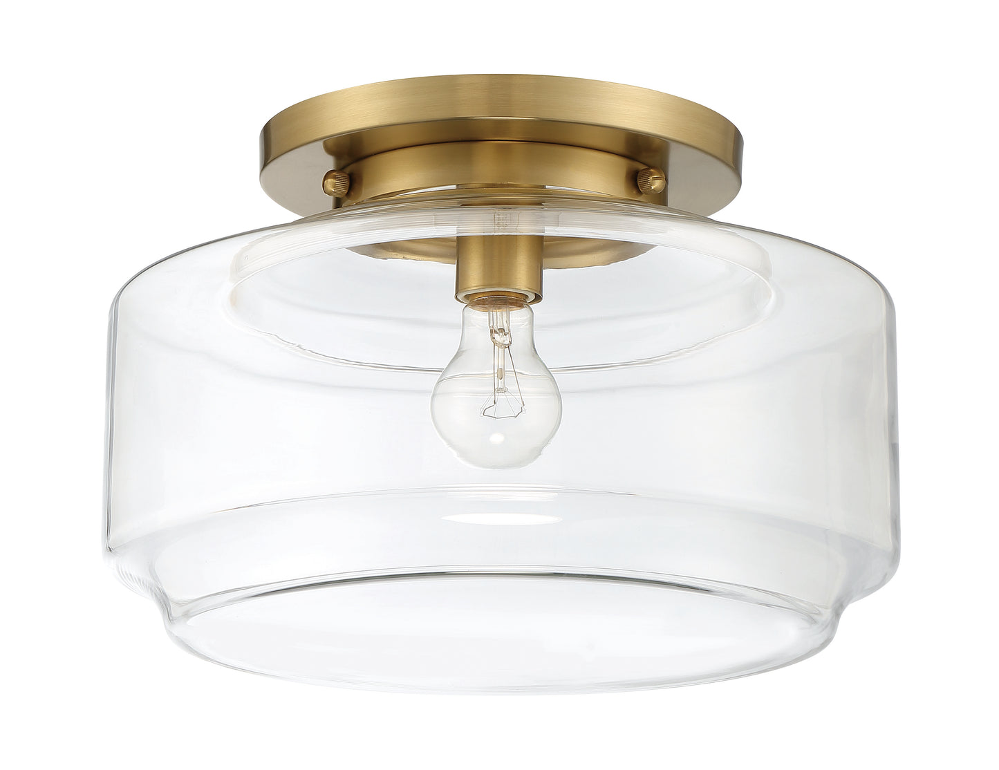 X3114-SB - Peri 1 Light 14" Wide Flush Mount - Satin Brass