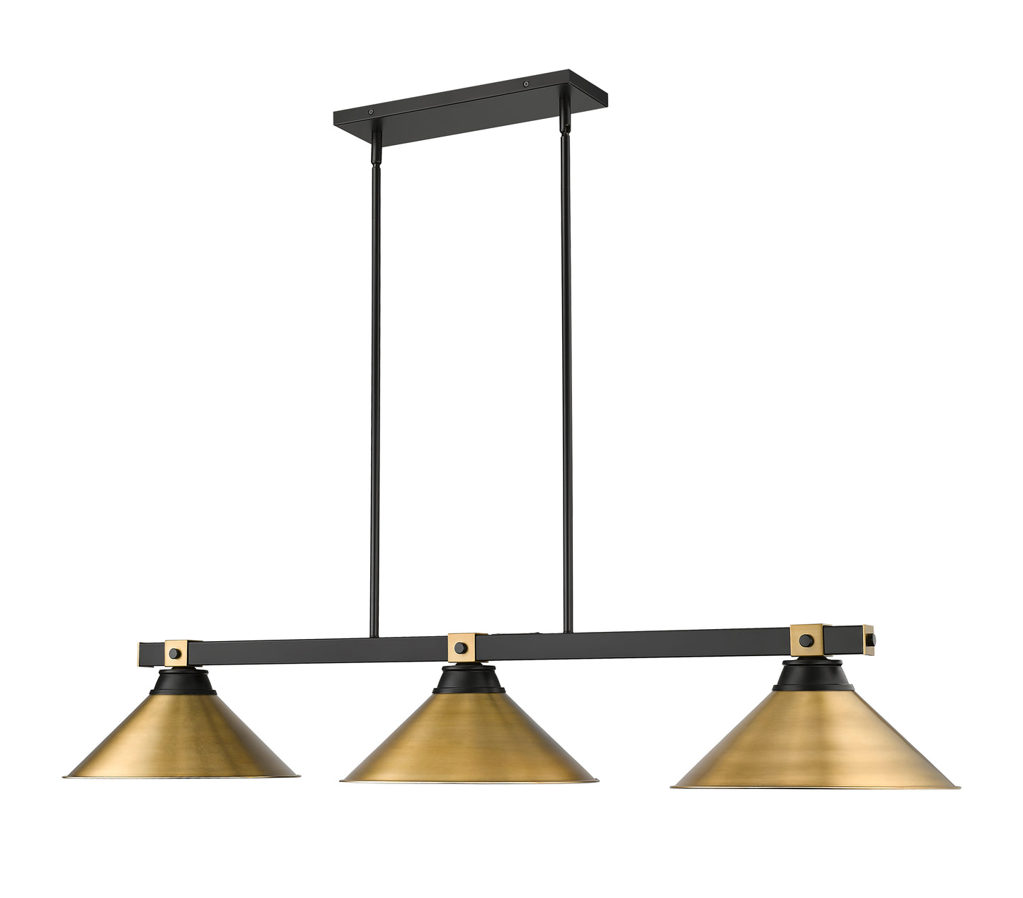 1955-3MB-RB-RB15 - Bronte 3 Light 54" Billiard - Matte Black / Rubbed Brass