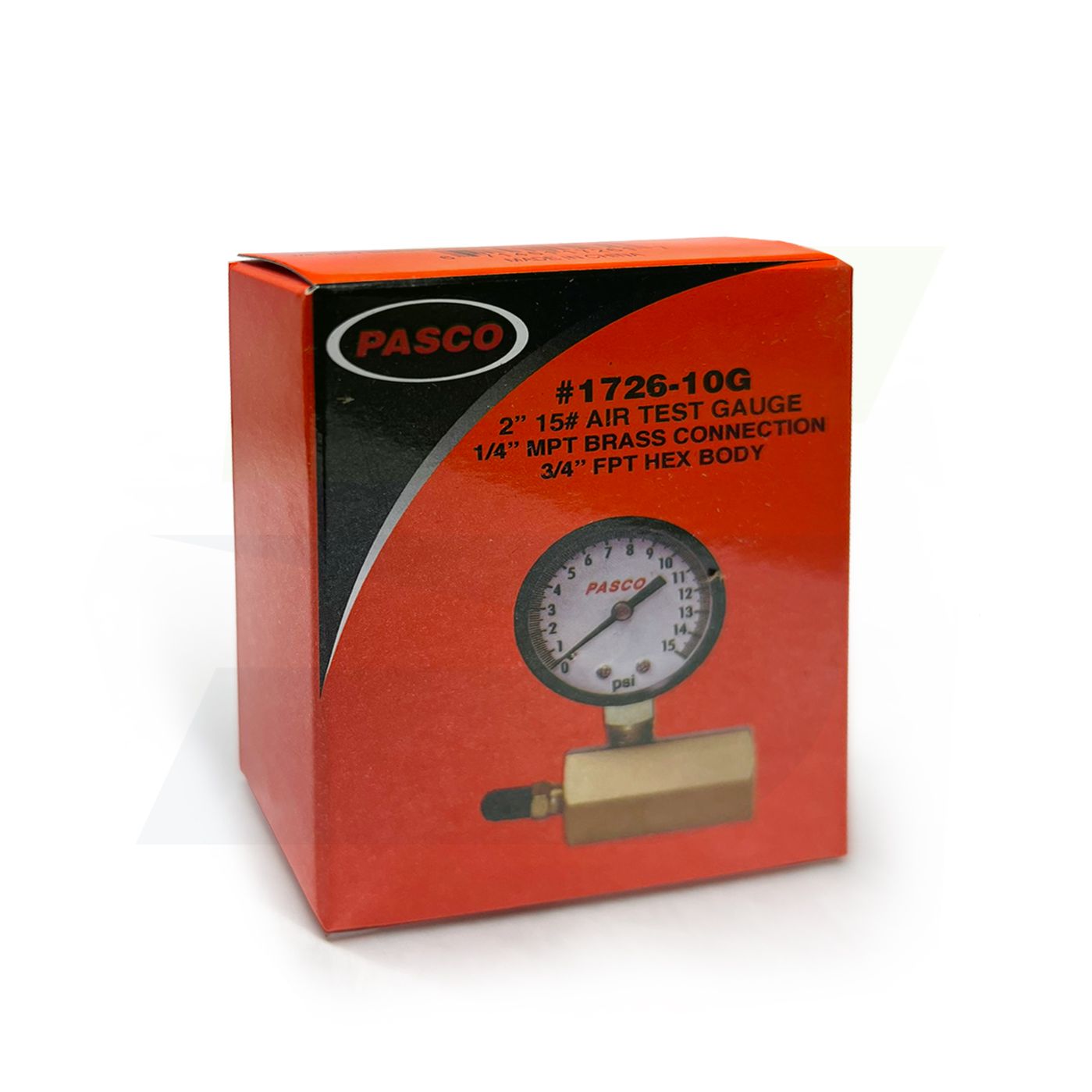 1726-10G - 2" Dial Air Test Gauge Assembly - 0 to 15 PSI - 3/4" FPT