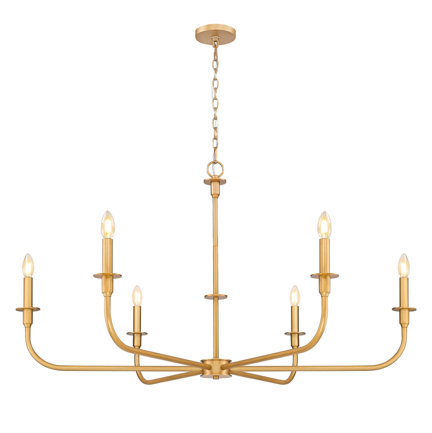 3049-45RB - Tova 6 Light 49" Chandelier - Rubbed Brass