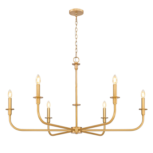 3049-45RB - Tova 6 Light 49" Chandelier - Rubbed Brass
