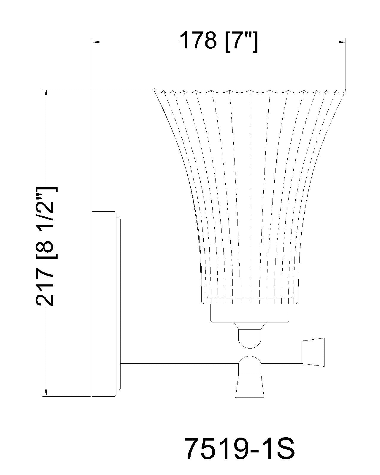 7519-1S-BN - Belle 1 Light Wall 8" Sconce - Brushed Nickel