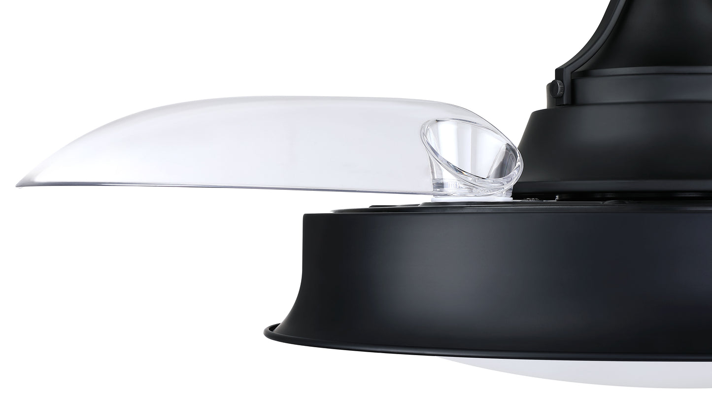 UN42FB3 - Union 42 Hidden Blades 42" 3 Blade Indoor Outdoor Ceiling Fan with Light Kit - Flat Black