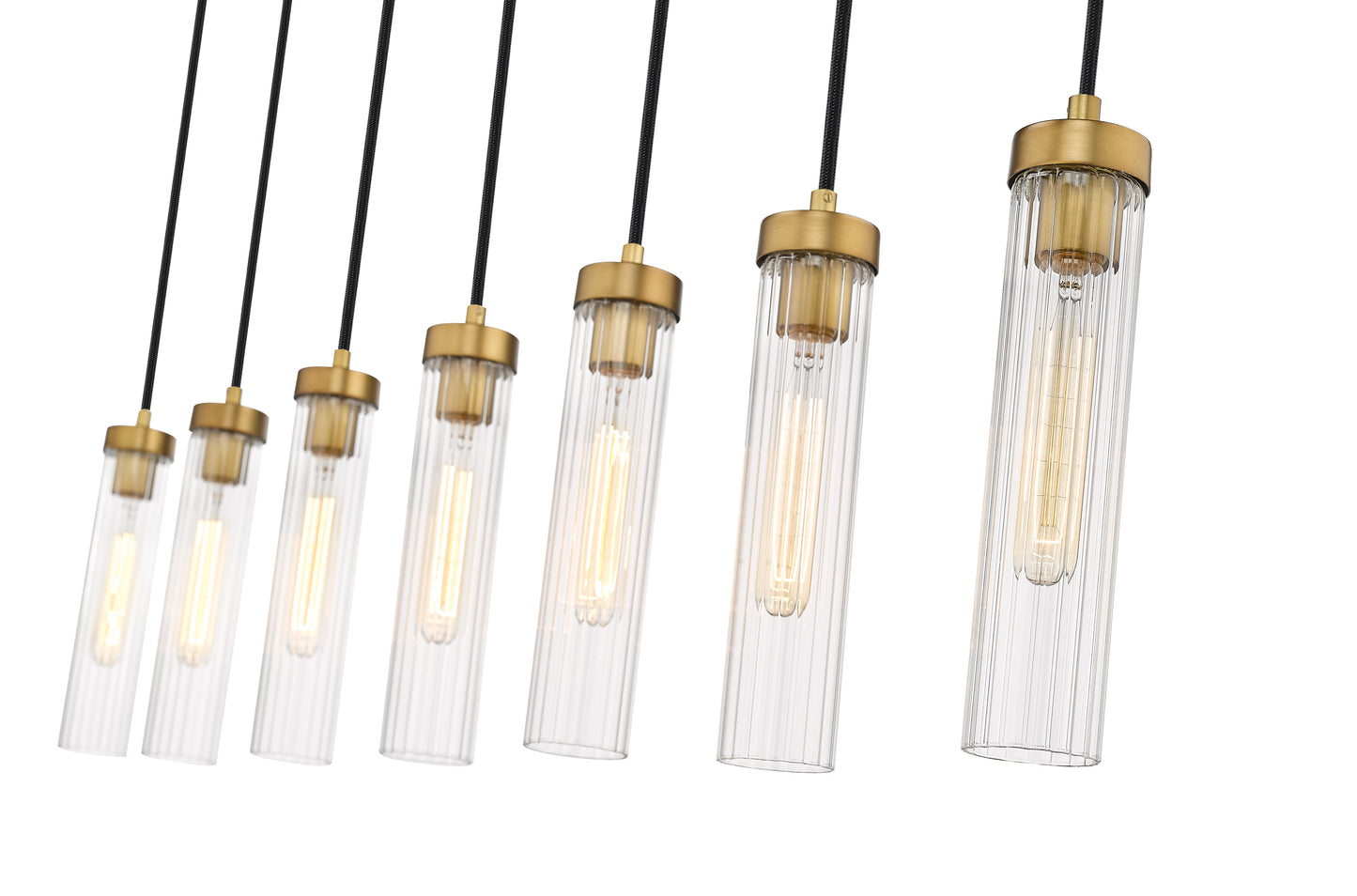 740P-7L-RB - Beau 7 Light Linear 54" Chandelier - Rubbed Brass