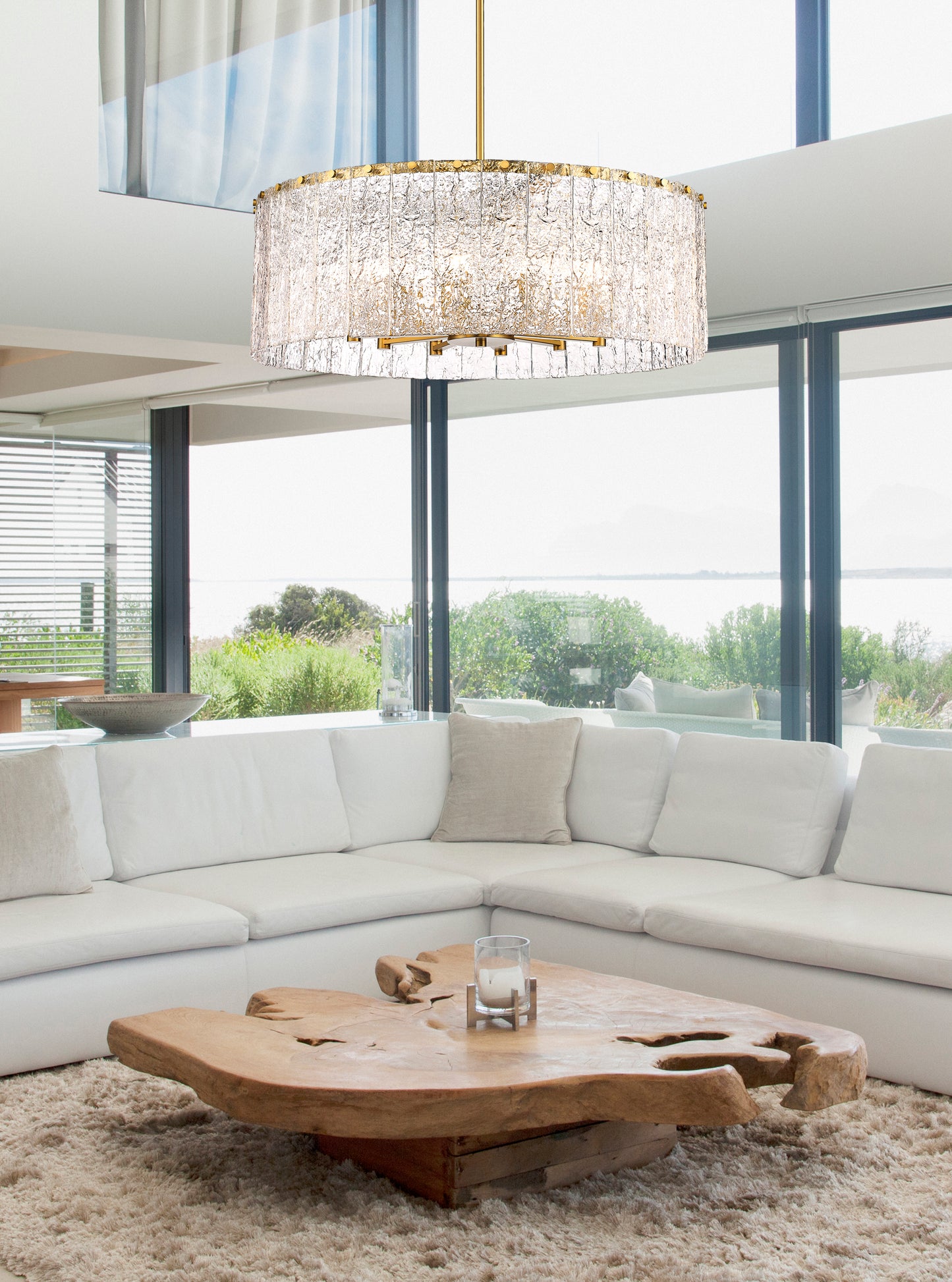 1943P32-MGLD - Glacier 12 Light 32" Chandelier - Modern Gold