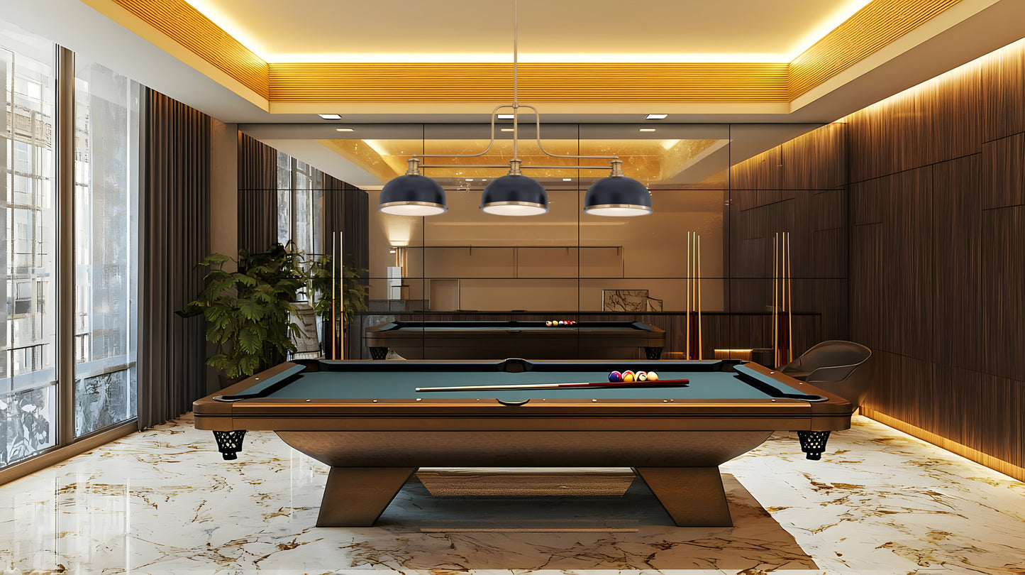 725-3HBR-D12MB+HBR - Melange 3 Light 52" Billiard - Heritage Brass