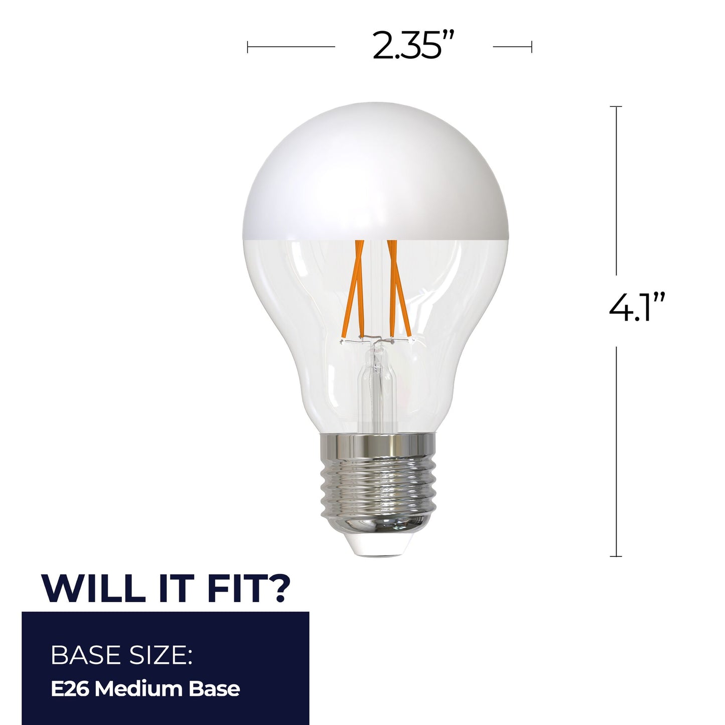 776837 - Filaments Dimmable A19 Half White Glass Medium Base - 5 Watt - 2700K - 4 Pack