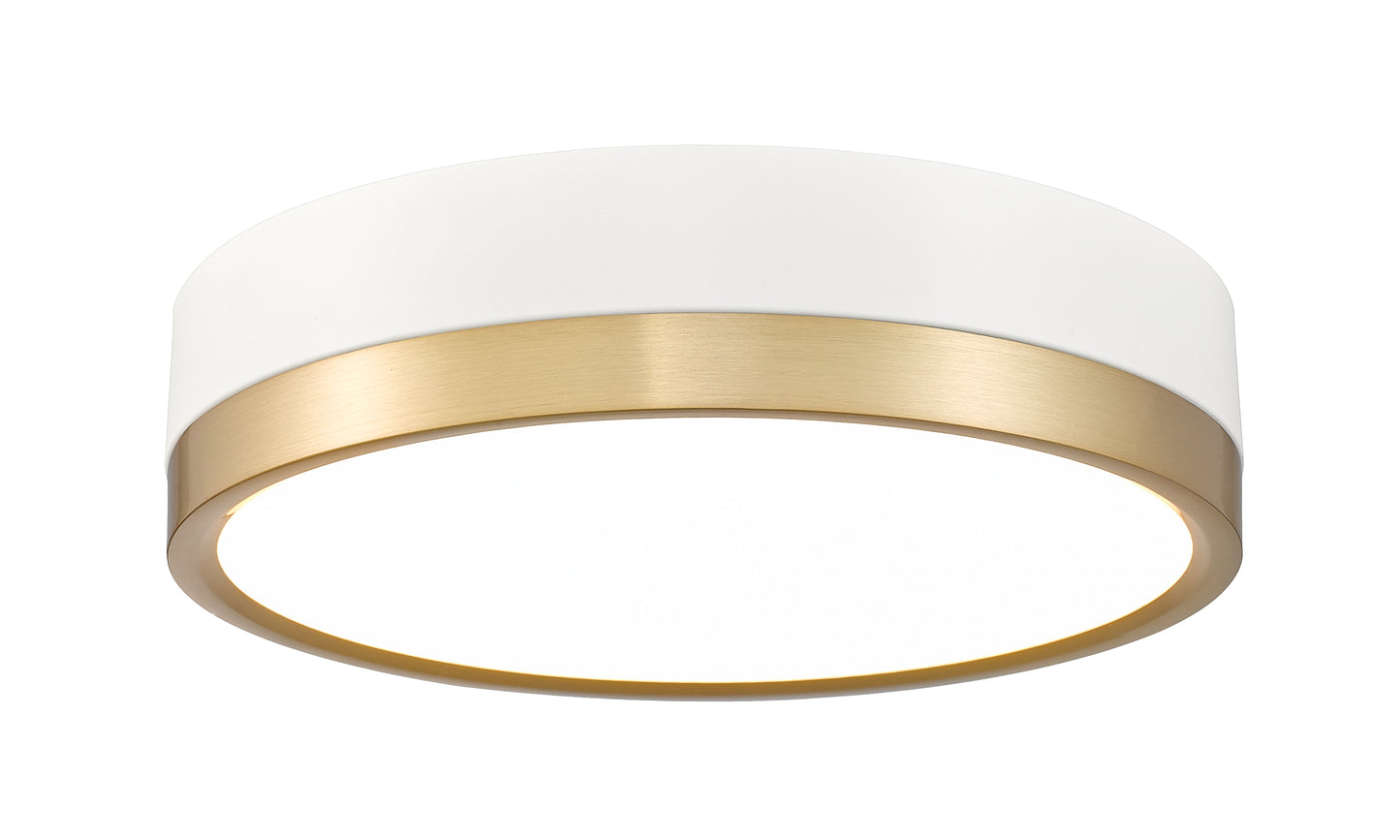 1006F12-MW-MGLD-LED - Algar 1 Light Flush 12" Mount - Matte White / Modern Gold