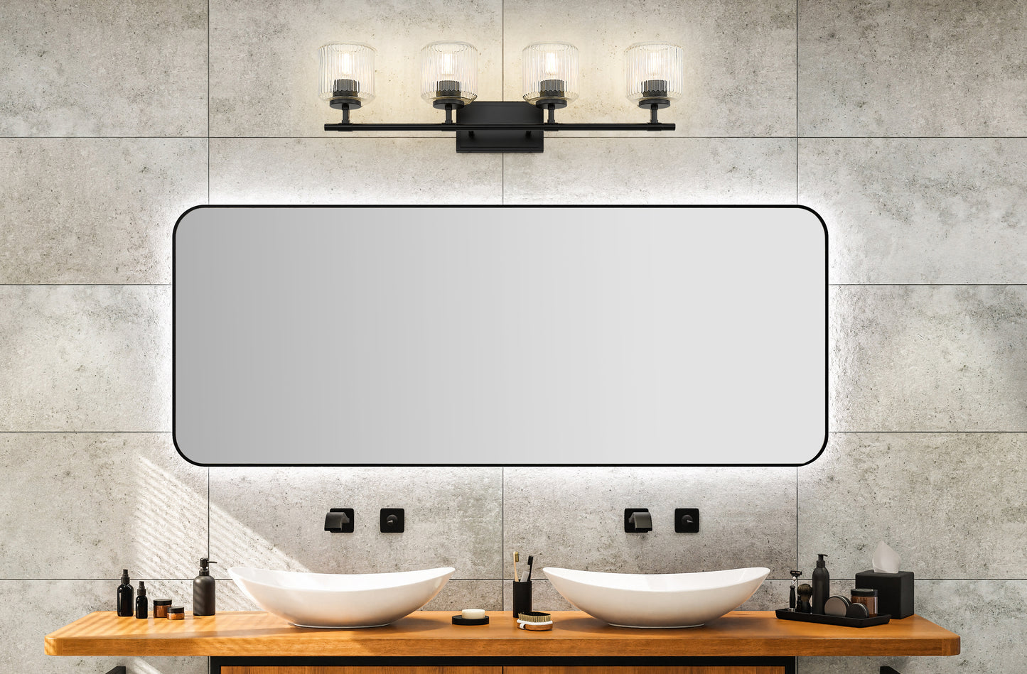 7515-4V-MB - Landon 4 Light 32" Vanity - Matte Black