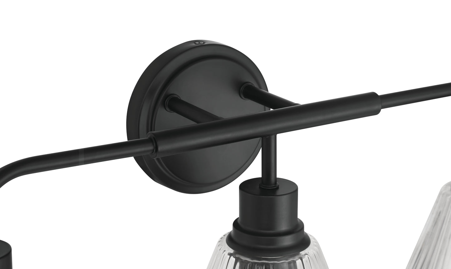 61103-FB - Pleated 3 Light 25" Wide Vanity Light - Flat Black