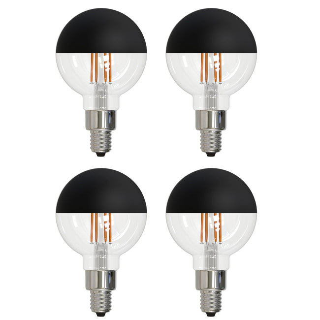 776834 - Filaments Dimmable G16 Half Black Glass Candelabra Base - 2.5 Watt - 2700K - 4 Pack