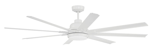 RSH65W8 - Rush 65 65" 8 Blade Indoor Outdoor Ceiling Fan with Light Kit - White