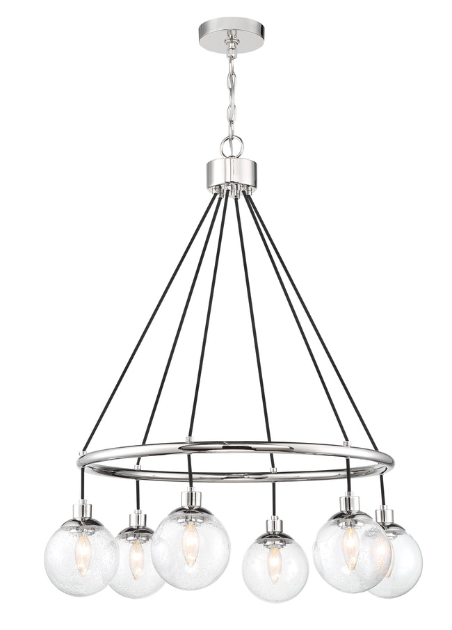 53326-CH - Que 6 Light 28" Wide Chandelier - Chrome