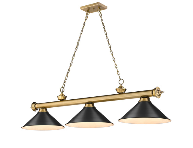 2306-3RB-MB15 - Cordon 3 Light 57" Billiard - Rubbed Brass