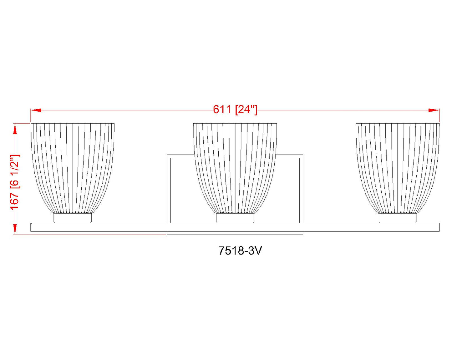 7518-3V-BN - Naya 3 Light 24" Vanity - Brushed Nickel