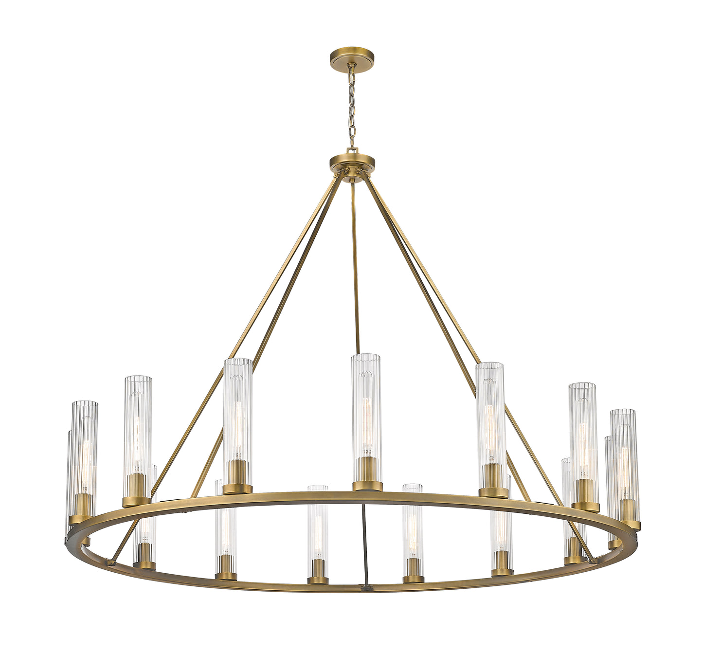 3031-15RB - Beau 15 Light 60" Chandelier - Rubbed Brass