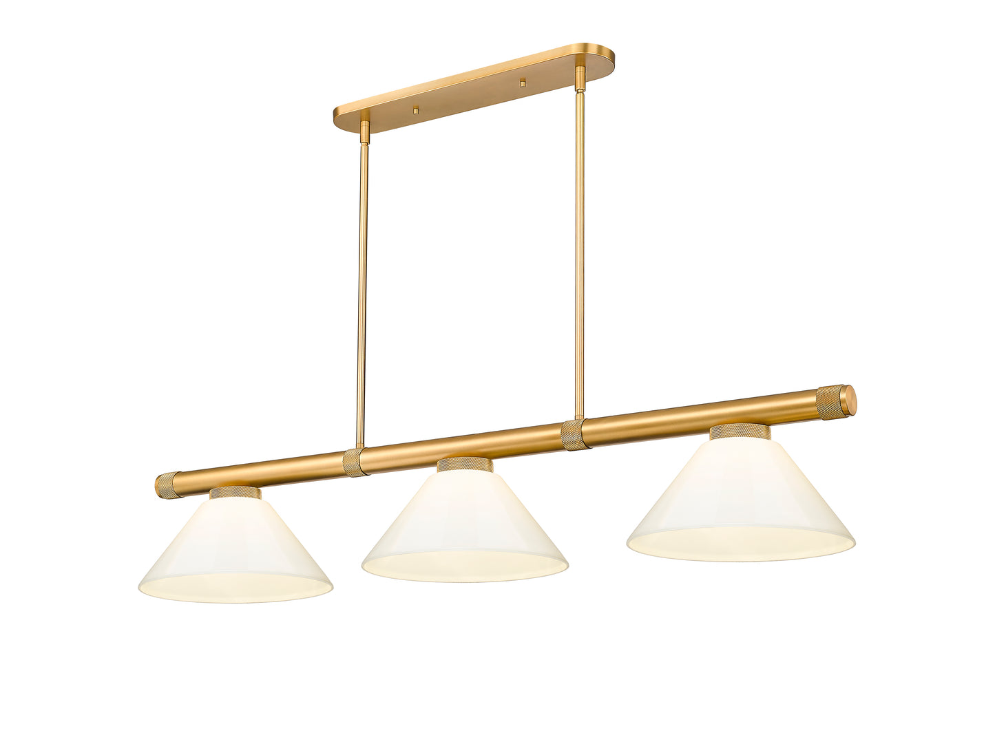 3050-3RB-PWH - Vanguard 3 Light 58" Billiard - Rubbed Brass