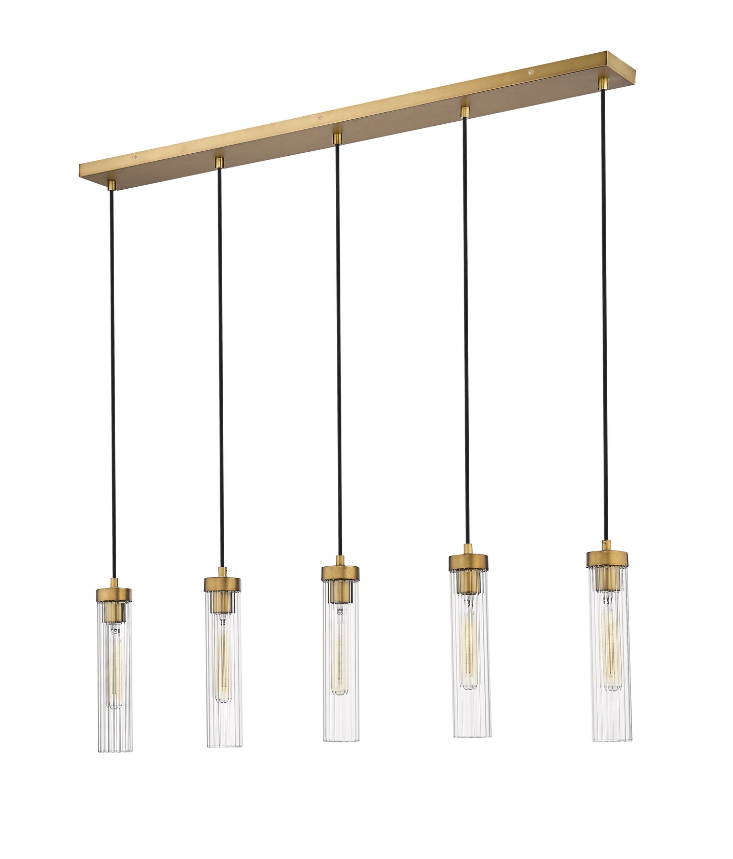 740P-5L-RB - Beau 5 Light Linear 42" Chandelier - Rubbed Brass