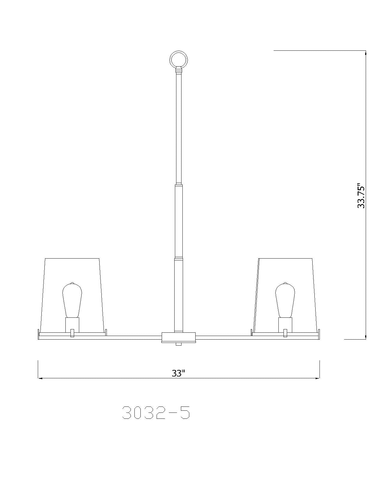 3032-5RB - Callista 5 Light 33" Chandelier - Rubbed Brass