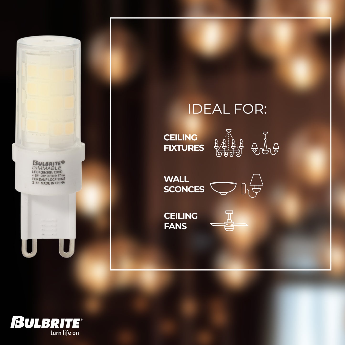 770590 - Dimmable T6 LED G9 Base Light Bulb - 4.5 Watt - 2700K - 3 Pack