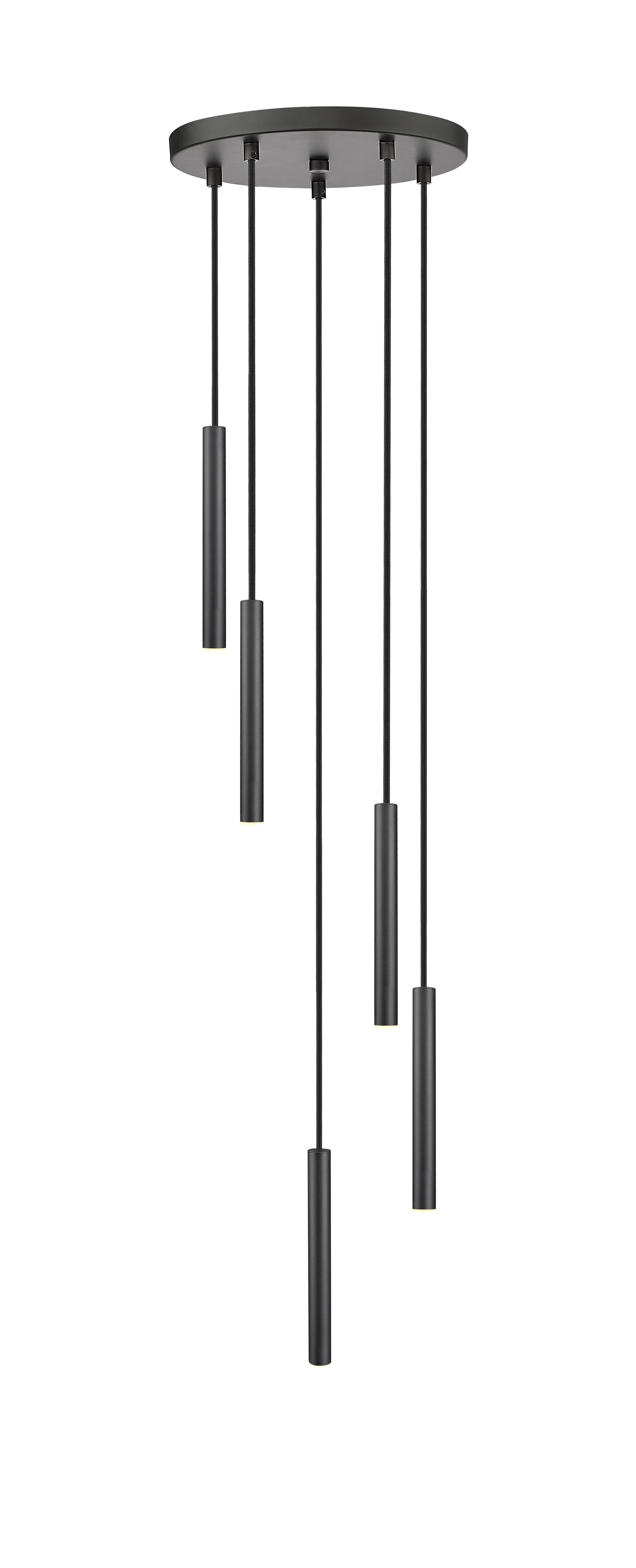919MP12-5R-MB-LED - Forest 5 Light 12" Chandelier - Matte Black
