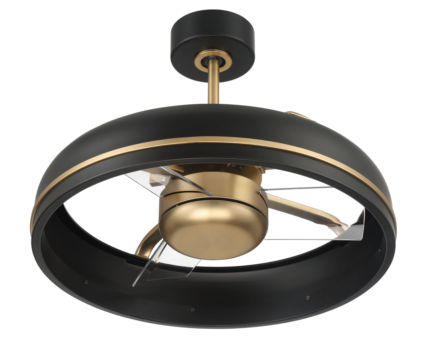 TYL24FBSB3-NWF - Taylor 18" Fandelier no Wifi 20" 3 Blade Indoor Outdoor Ceiling Fan with Light Kit - Flat Black / Satin Brass