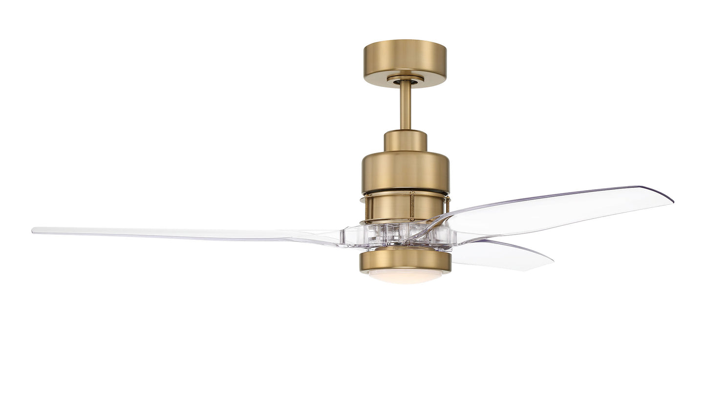 SON52SB3-CAP-NWF - Sonnet WiFi 52" Ceiling Fan no Wifi 52" 3 Blade Ceiling Fan with Light Kit - Satin Brass
