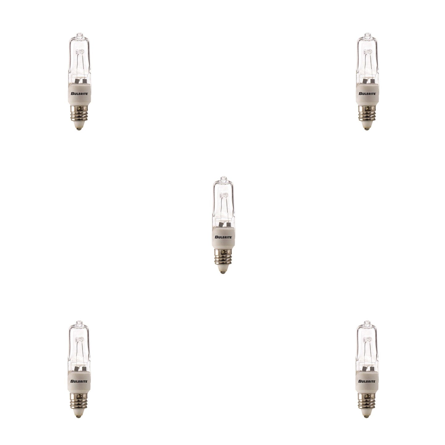 610035 - Dimmable Clear T4 Halogen Mini Candelabra Light Bulb - 35 Watt - 2900K - 5 Pack