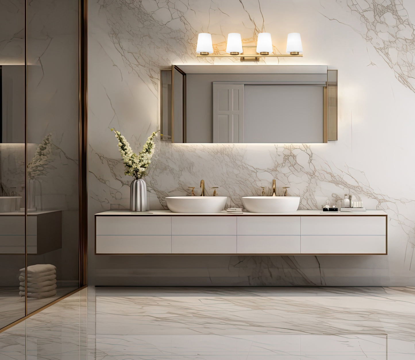 7703-4V-MGLD - Nextra 4 Light 32" Vanity - Modern Gold