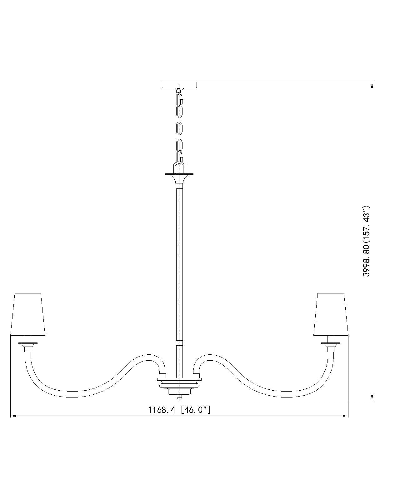 1950-8RB - Katerina 8 Light 46" Chandelier - Rubbed Brass