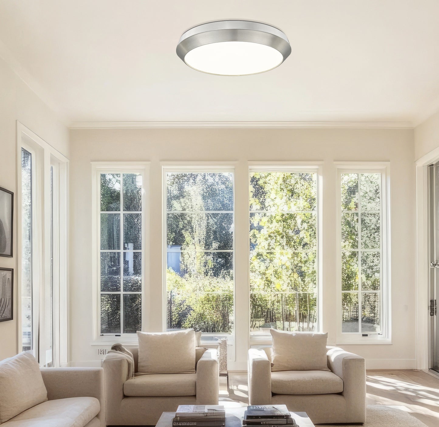 7701F20-BN-LED - Quasars 1 Light Flush 20" Mount - Brushed Nickel