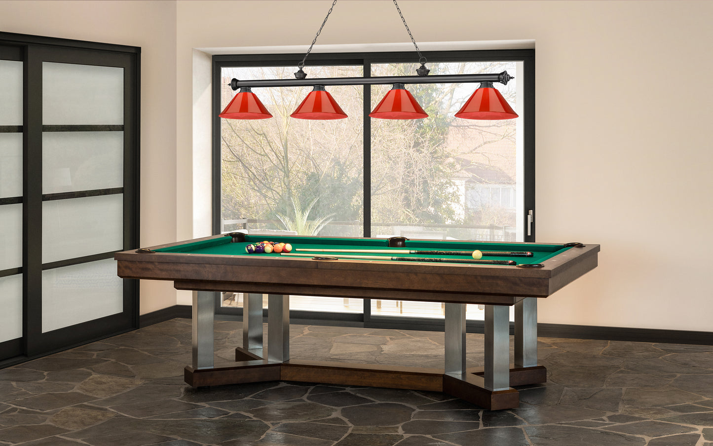 2306-4BP-PRD - Cordon 4 Light 81" Billiard - Bronze Plate