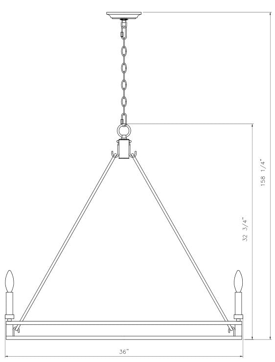 4005-8SBR - Dennison 8 Light 36" Chandelier - Signature Brass